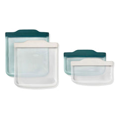 Silicone Reusable Bag - 4 Piece Lunch Set - Oat/Lagoon