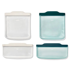 Silicone Reusable Bag -  4 Piece Lunch Set - Oat/Lagoon