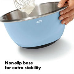 3-Piece Stainless Steel Mixing Bowl Set - Blue/Gray