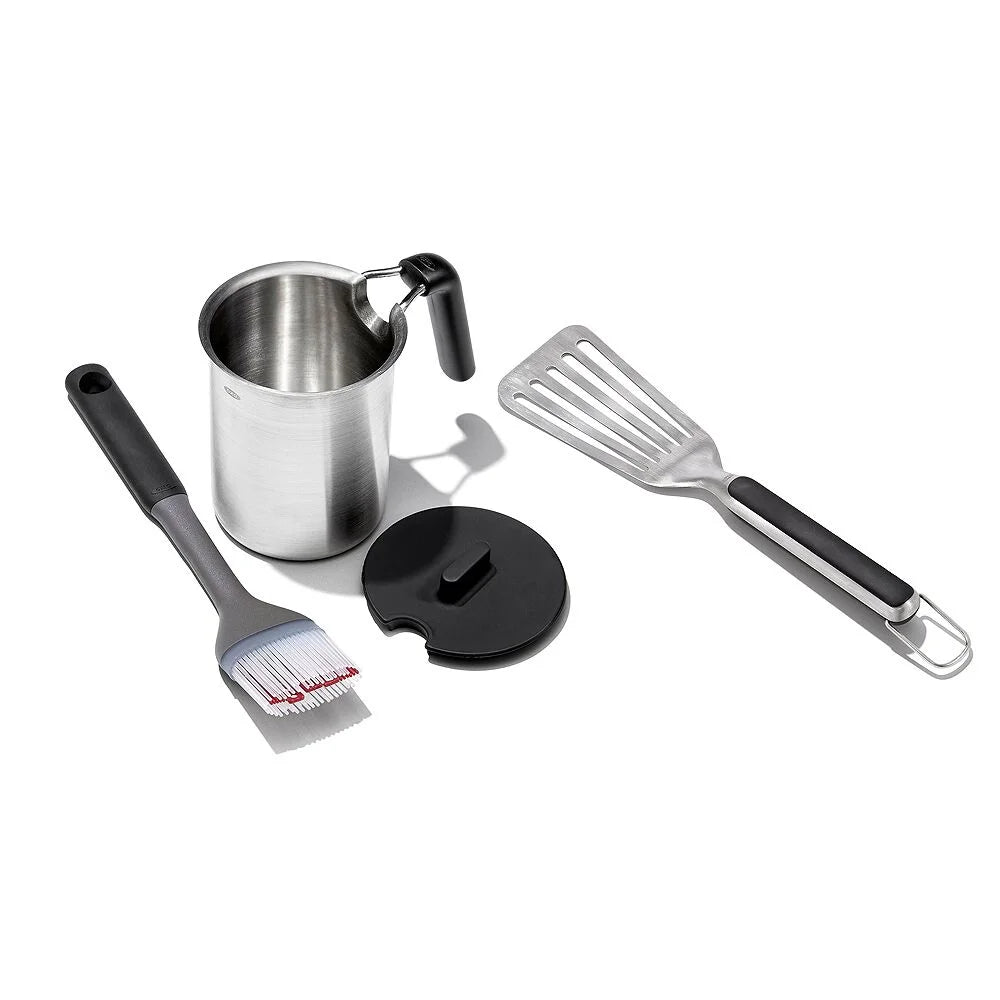Grilling Basting Pot and Brush Set & Grilling Precision Turner Bundle